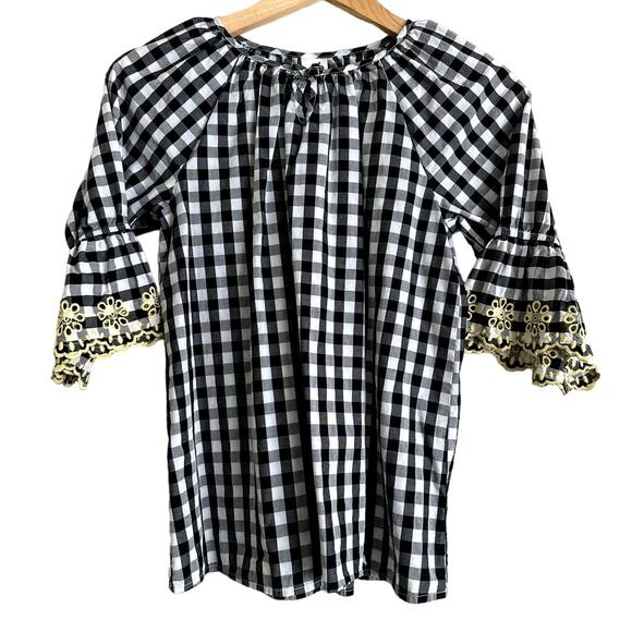 Wonder Nation Girls XL Black/White Shirt Embroidered Yellow Flowers-Keyhole‎ - Picture 1 of 6